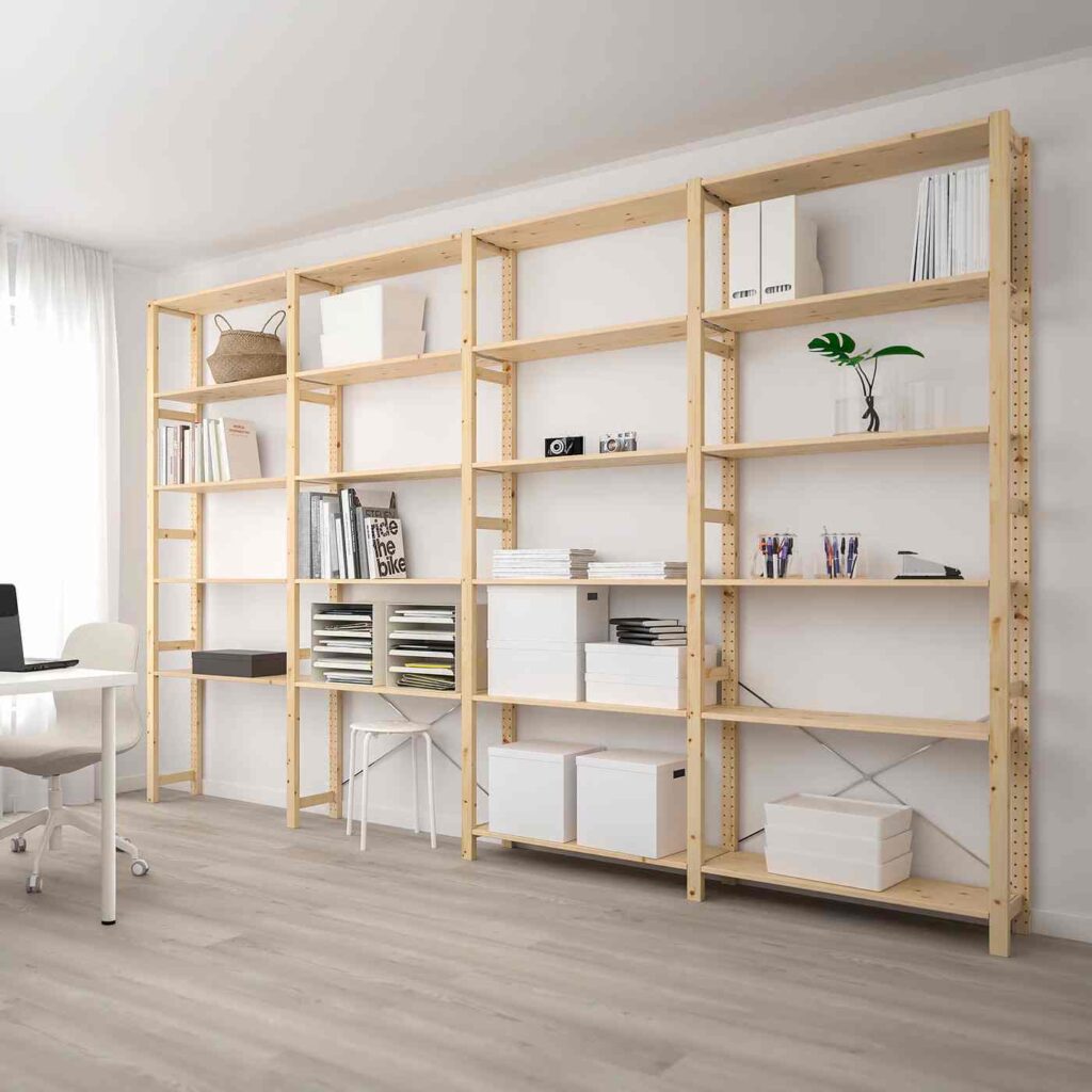 IKEA floor to ceiling wooden cabinet for the storage