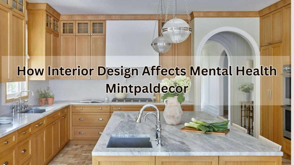 A marble and wooden made kitchen island and wooden kitchen cabinets