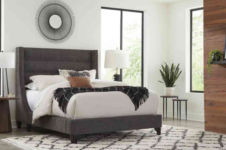 dark grey bed frame room ideas featured image