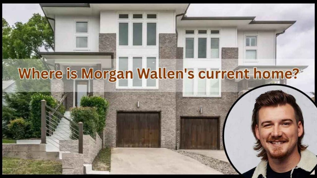 Half brick wall of house and two wooden garage gate with stair