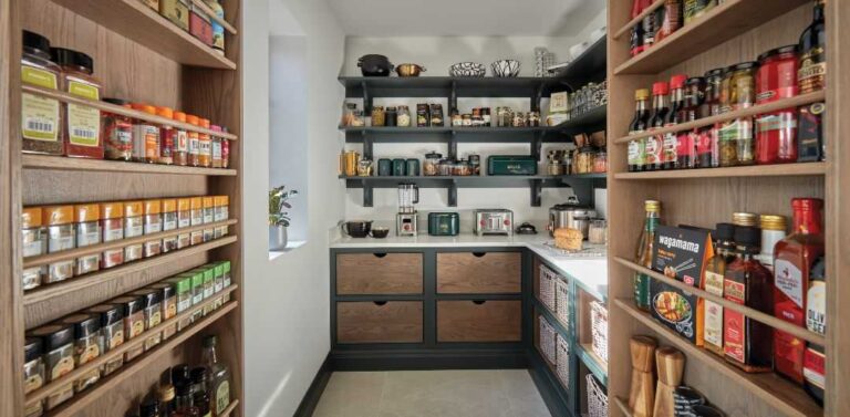 well-organized-shaped-walk-in-pantry-shelves-are-stocked-with-spices-oils-etc